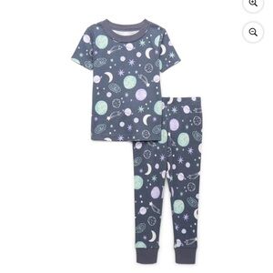 Kids' Space Print Short Sleeve Pajama Set - Navy with Mint & Lavender Accents